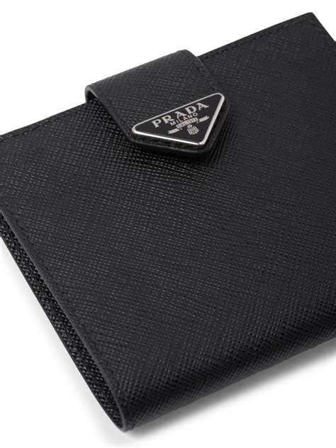 prada saffiano logo plaque wallet